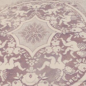 96 x 92 in. Ivory Vintage Crochet Table Cover